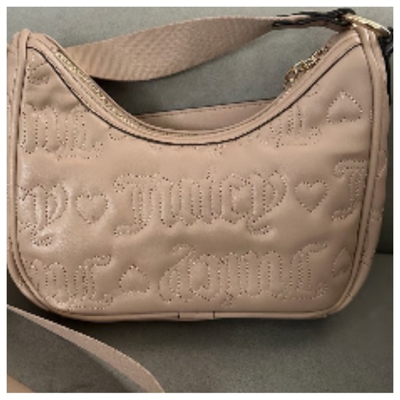 Juicy Couture Pink League Hobo Bag faux Leather in Cafe with Guitar strap - Picture 2 of 11